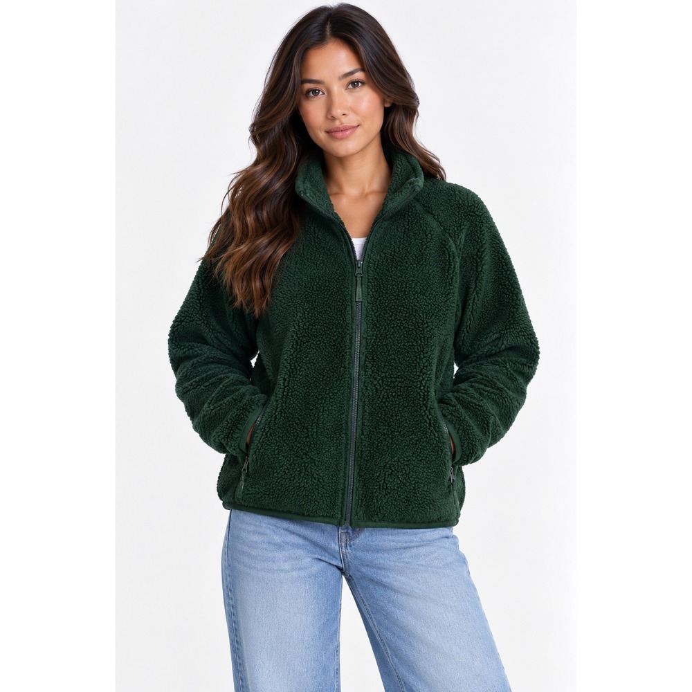 John Galt Brandy Melville Sherpa Fleece Jacket Gorpcore OS Green